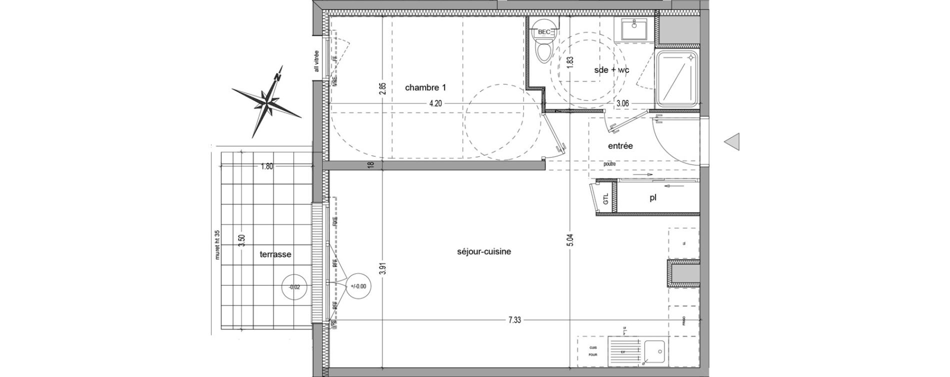Appartement T2 de 48,80 m2 &agrave; Saint-Jacques-De-La-Lande Le pigeon-blanc