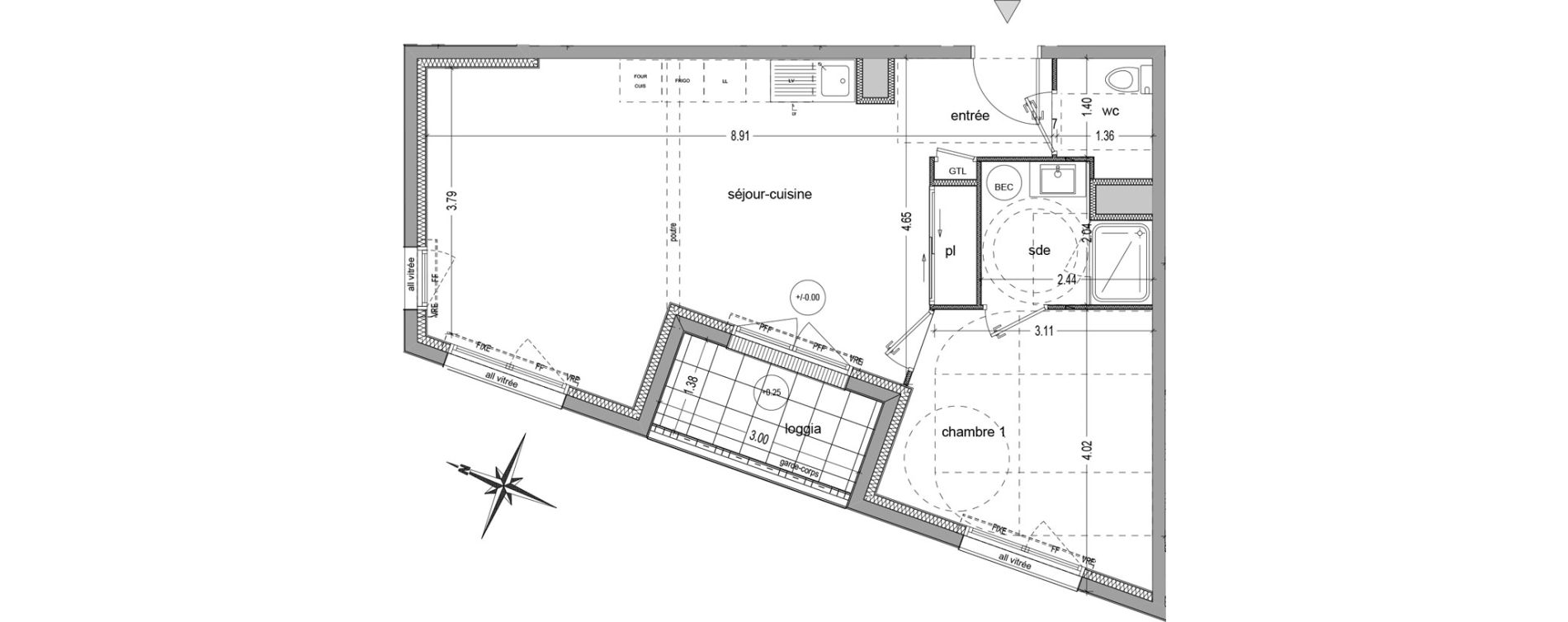 Appartement T2 de 51,62 m2 &agrave; Saint-Jacques-De-La-Lande Le pigeon-blanc
