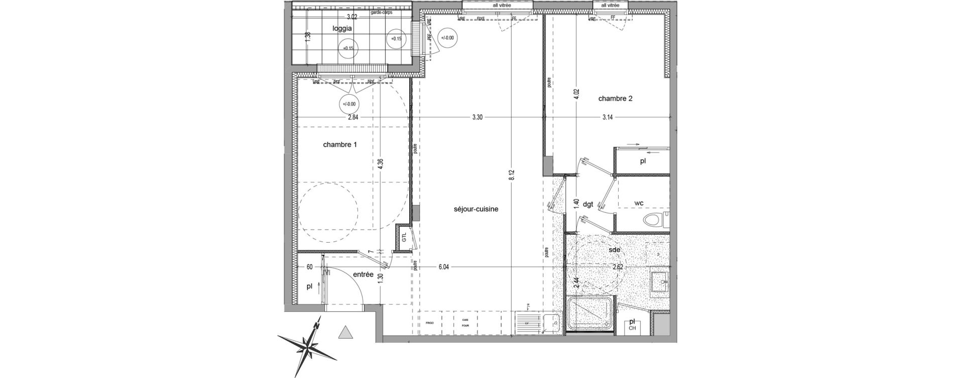 Appartement T3 de 66,53 m2 &agrave; Saint-Jacques-De-La-Lande Le pigeon-blanc
