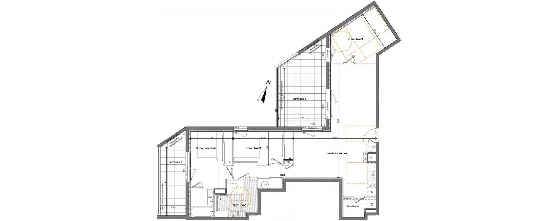 Appartement T4 de 92,92 m2 &agrave; Saint-Jacques-De-La-Lande Le pigeon blanc