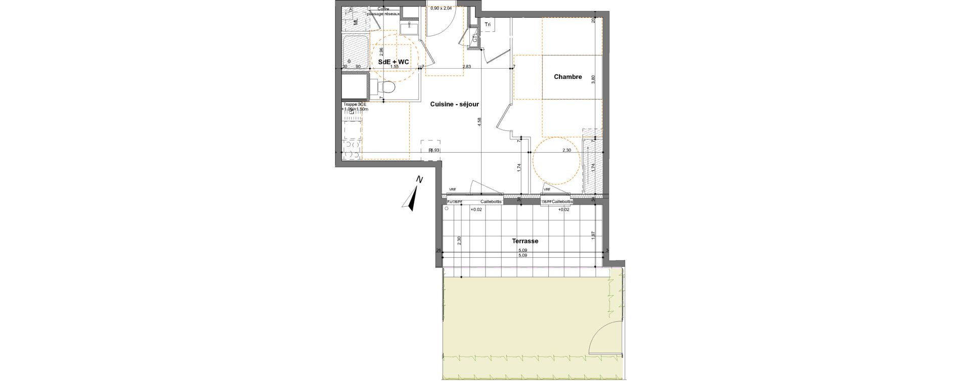 Appartement T1 de 30,90 m2 &agrave; Saint-Jacques-De-La-Lande Le pigeon blanc
