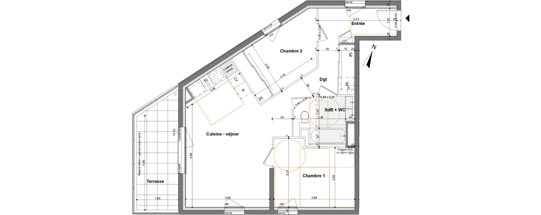 Appartement T3 de 64,28 m2 &agrave; Saint-Jacques-De-La-Lande Le pigeon blanc
