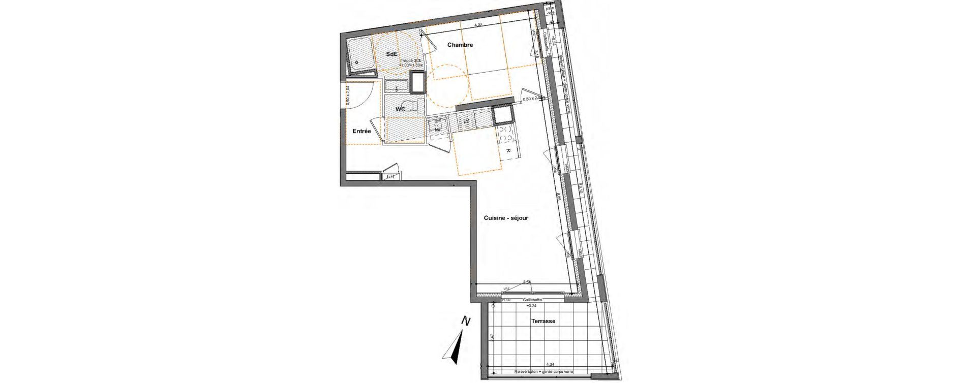 Appartement T2 de 47,91 m2 &agrave; Saint-Jacques-De-La-Lande Le pigeon blanc