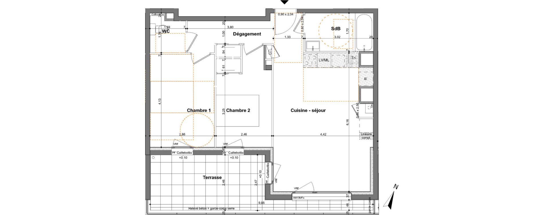 Appartement T3 de 62,38 m2 &agrave; Saint-Jacques-De-La-Lande Le pigeon blanc