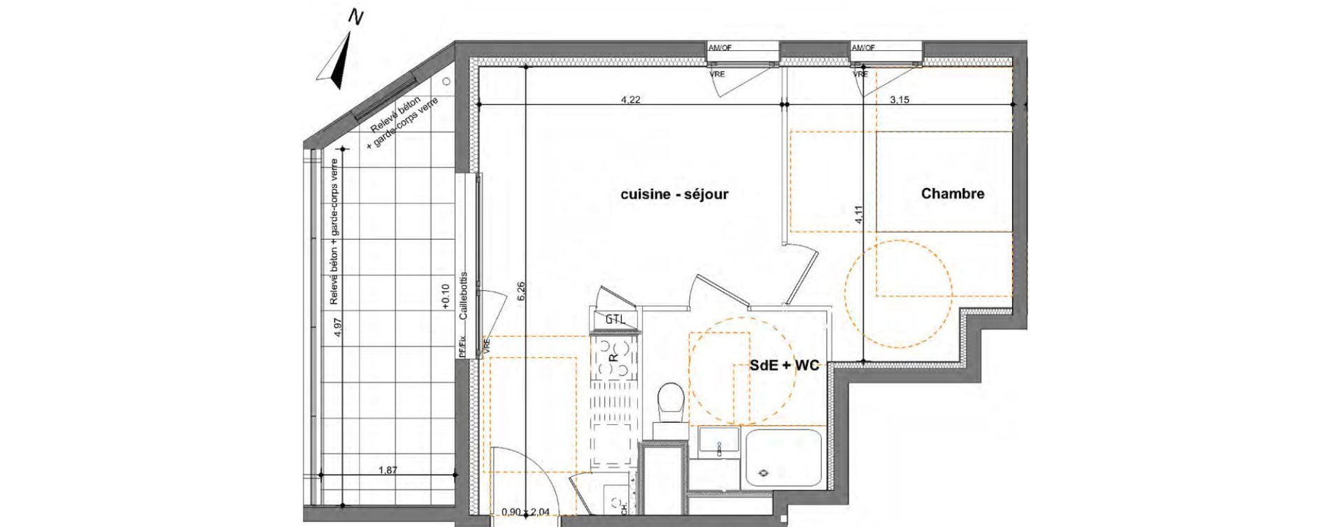 Appartement T2 de 37,72 m2 &agrave; Saint-Jacques-De-La-Lande Le pigeon blanc
