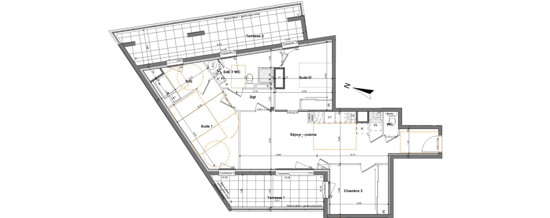 Appartement T4 de 79,35 m2 &agrave; Saint-Jacques-De-La-Lande Le pigeon blanc