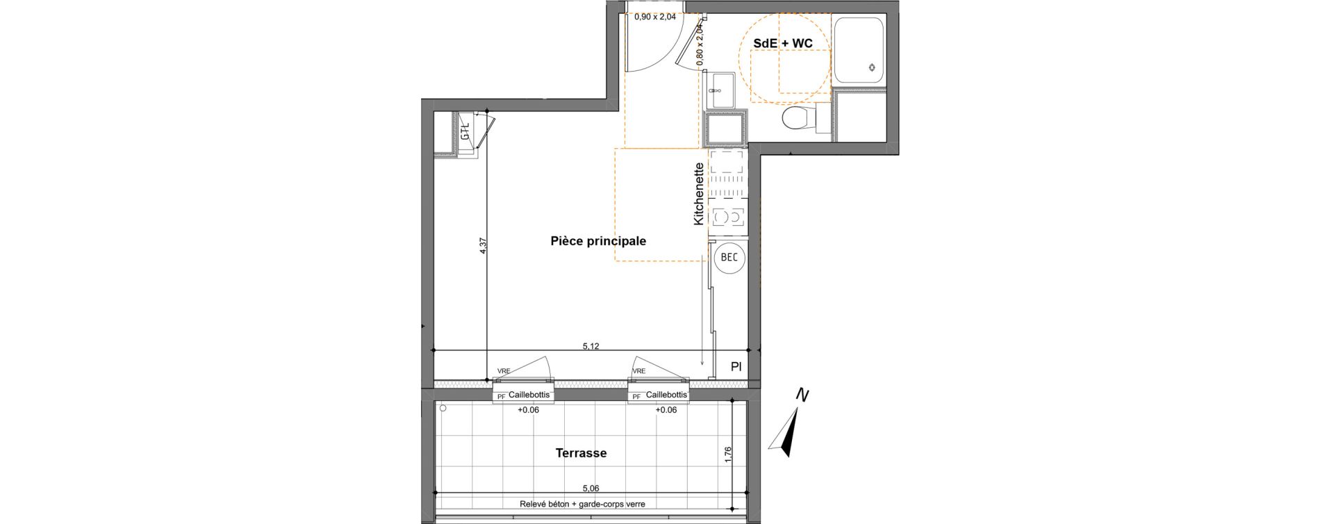 Appartement T1 de 28,46 m2 &agrave; Saint-Jacques-De-La-Lande Le pigeon blanc