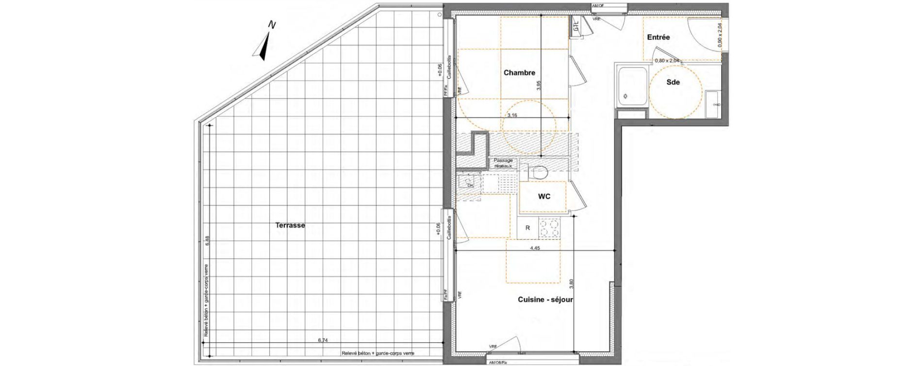 Appartement T2 de 47,78 m2 &agrave; Saint-Jacques-De-La-Lande Le pigeon blanc