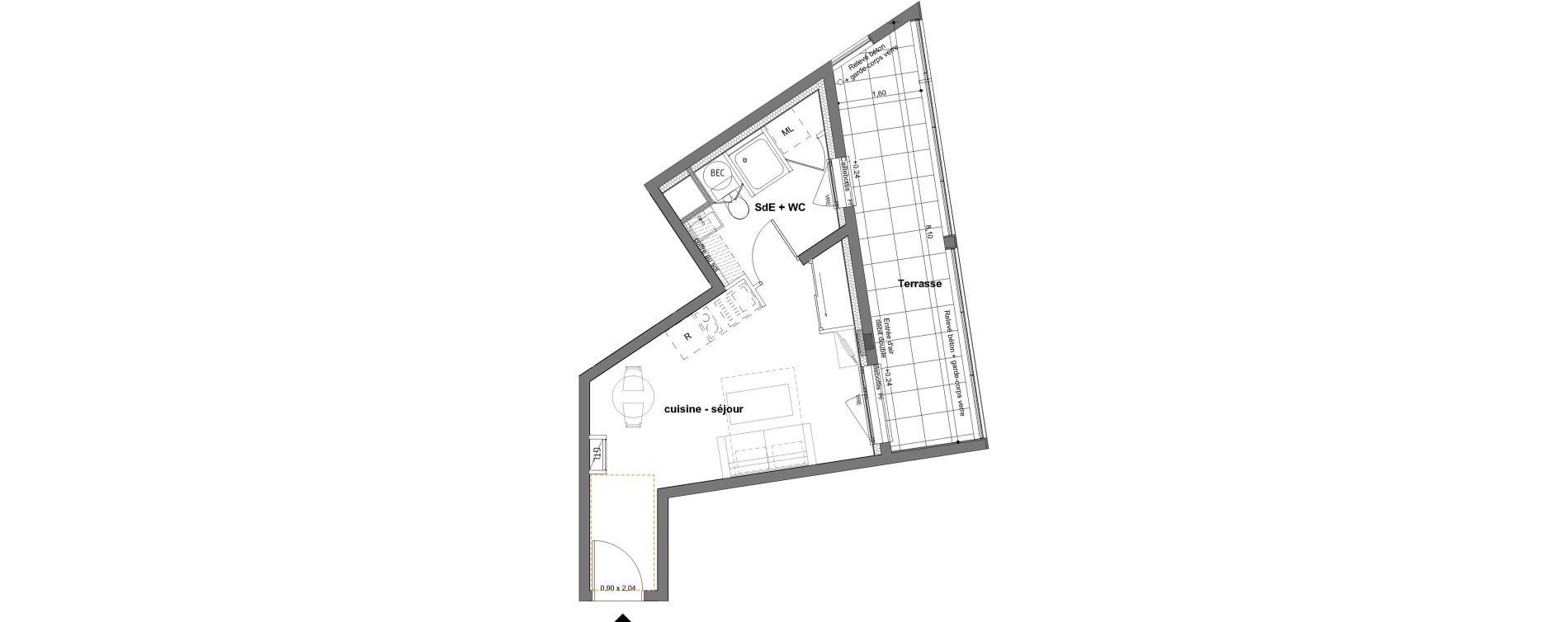 Appartement T1 de 25,87 m2 &agrave; Saint-Jacques-De-La-Lande Le pigeon blanc