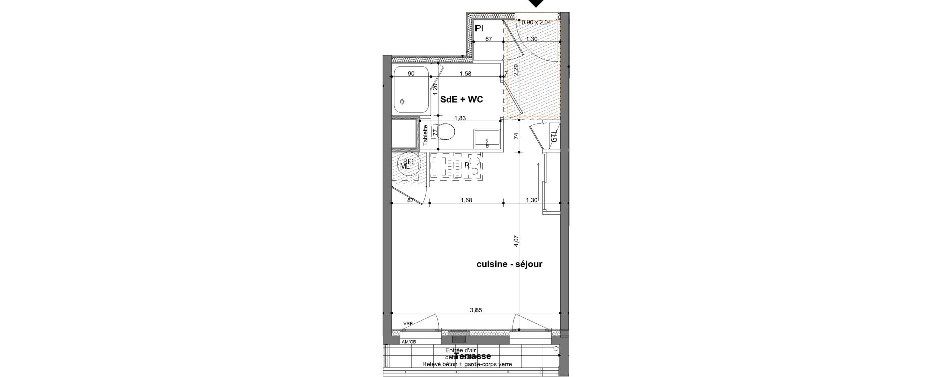 Appartement T1 de 24,26 m2 &agrave; Saint-Jacques-De-La-Lande Le pigeon blanc