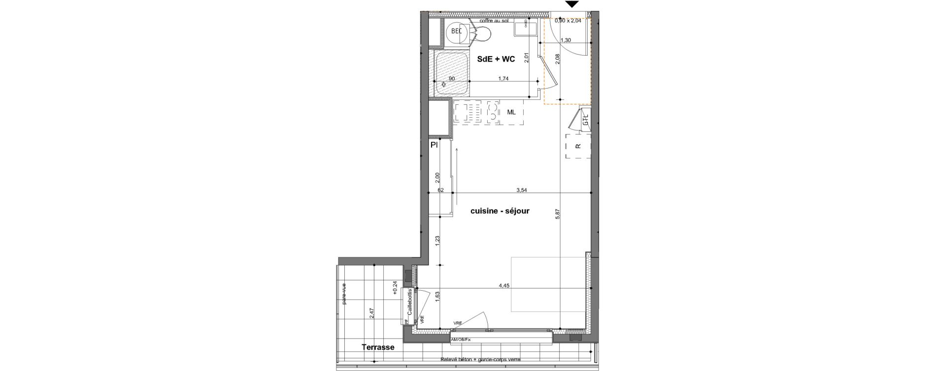 Appartement T1 de 31,66 m2 &agrave; Saint-Jacques-De-La-Lande Le pigeon blanc