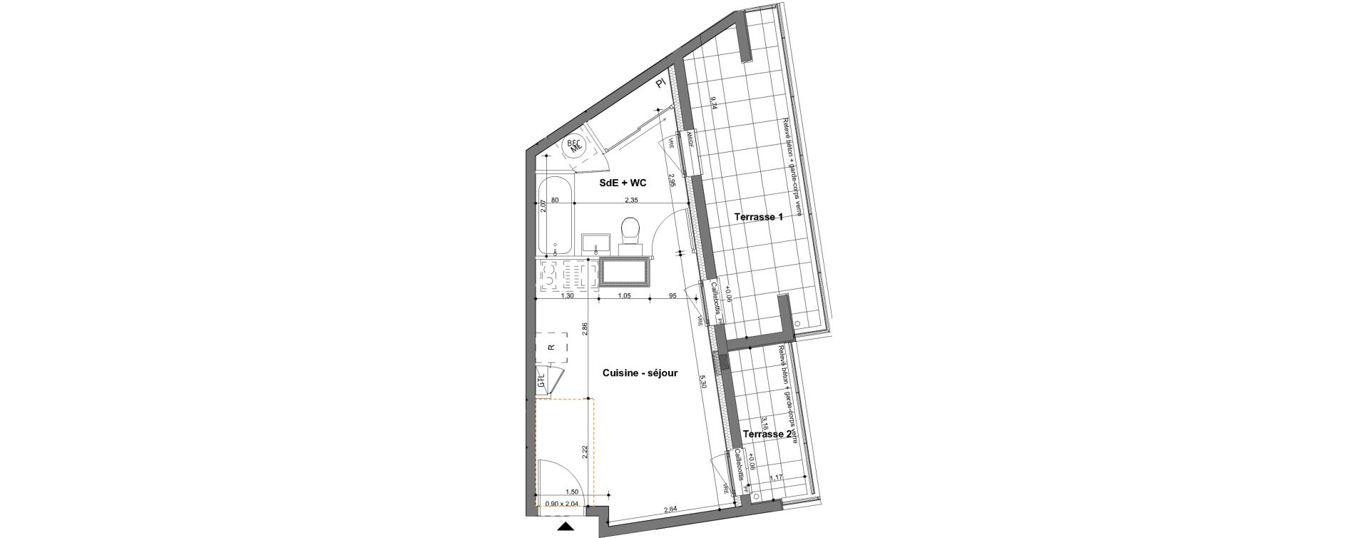 Appartement T1 de 27,75 m2 &agrave; Saint-Jacques-De-La-Lande Le pigeon blanc