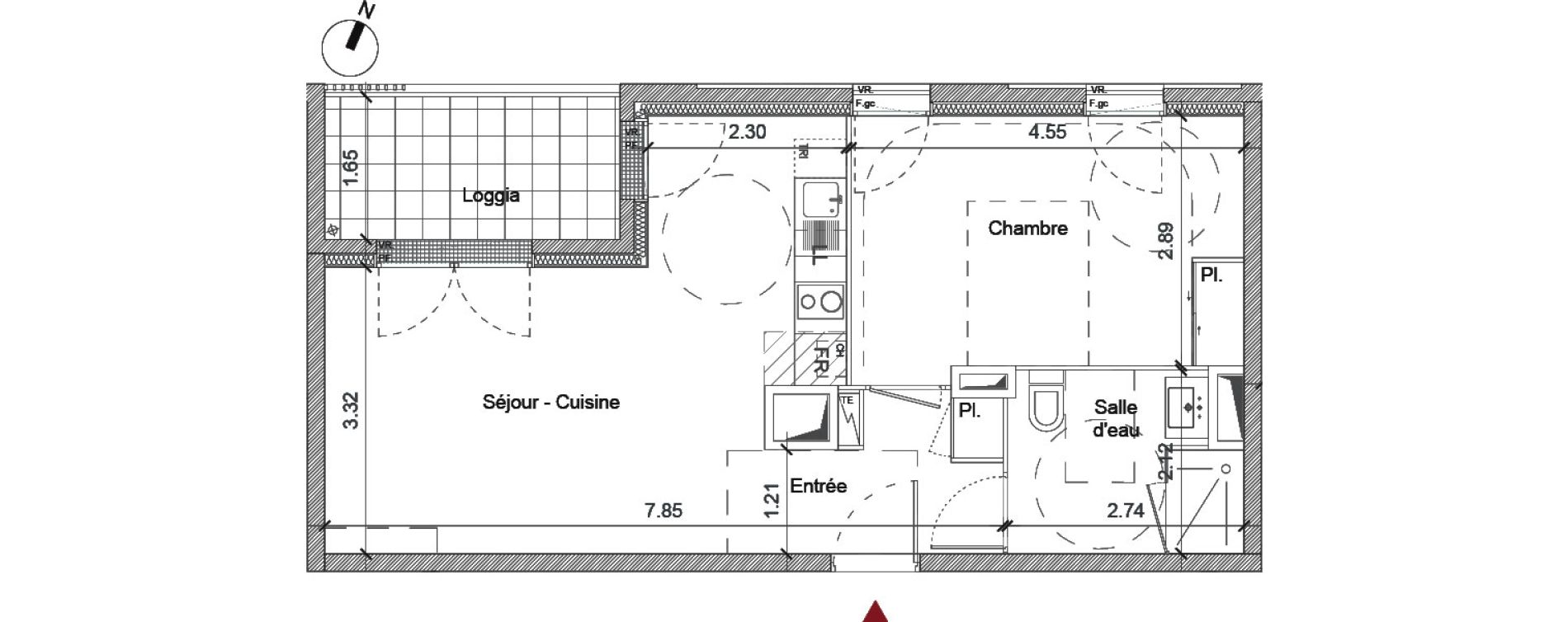 Appartement T2 de 45,39 m2 &agrave; Saint-Jacques-De-La-Lande Centre