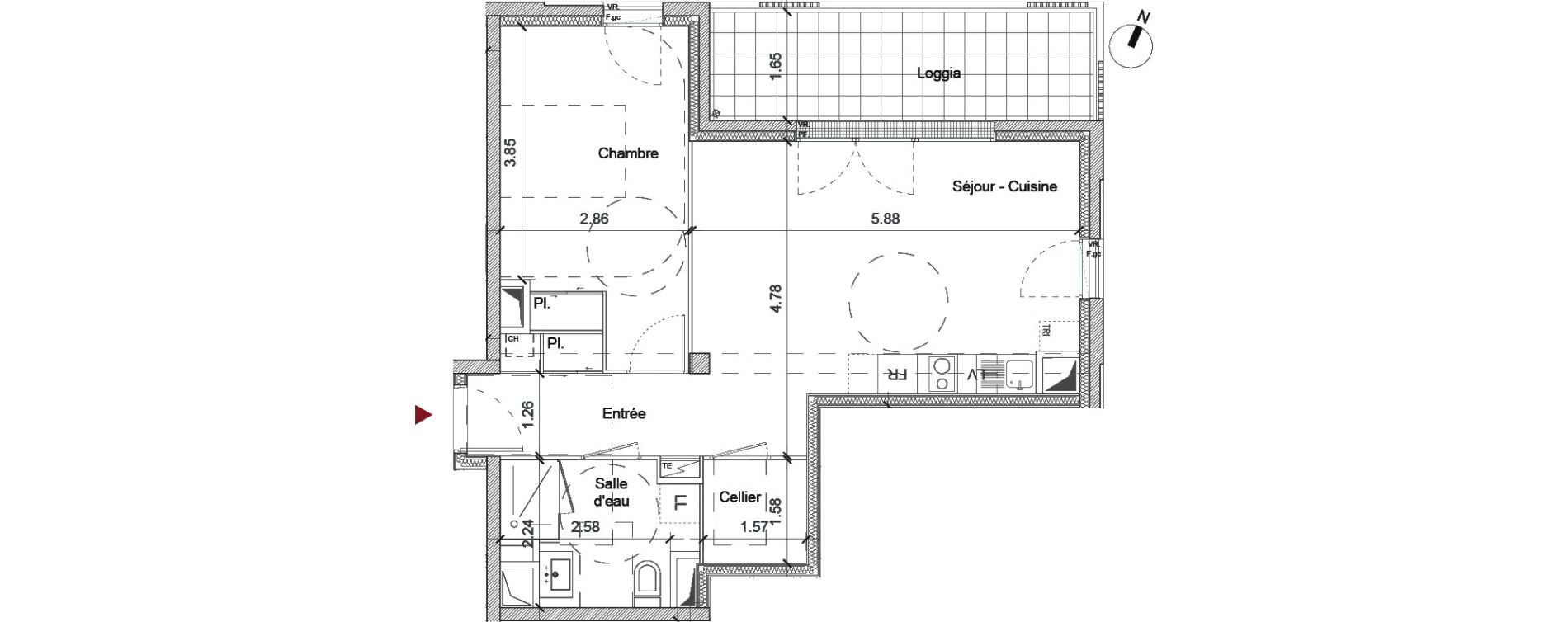 Appartement T2 de 50,54 m2 &agrave; Saint-Jacques-De-La-Lande Centre