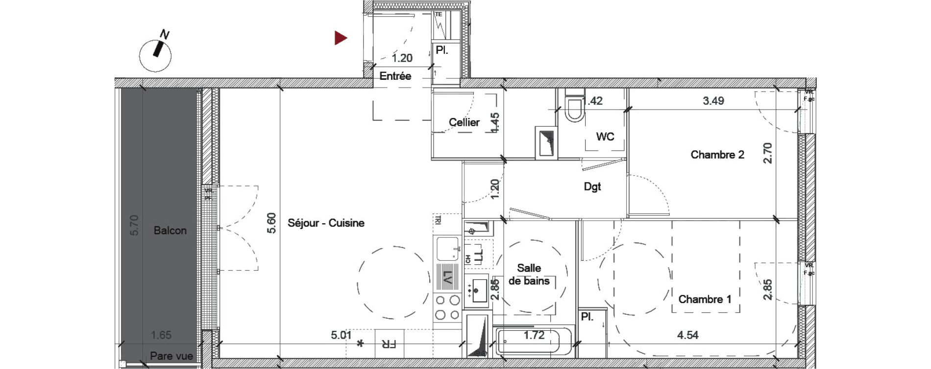 Appartement T3 de 67,14 m2 &agrave; Saint-Jacques-De-La-Lande Centre