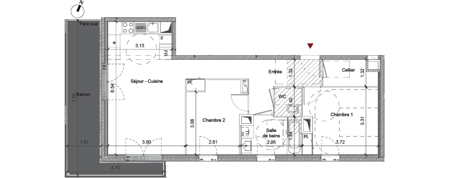 Appartement T3 de 64,88 m2 &agrave; Saint-Jacques-De-La-Lande Centre