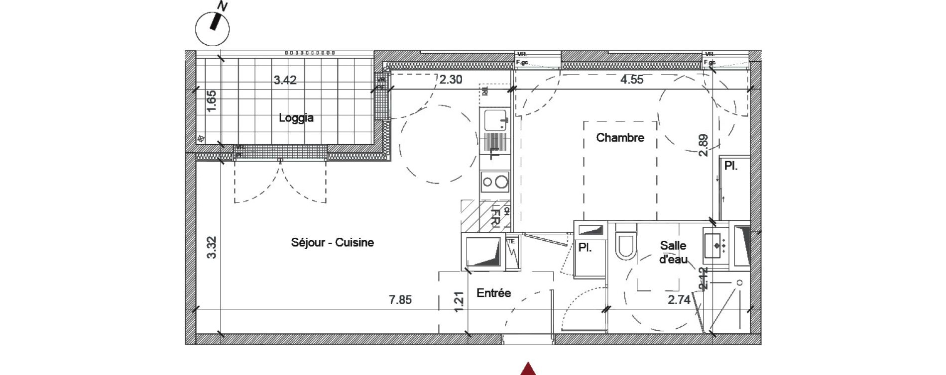 Appartement T2 de 45,42 m2 &agrave; Saint-Jacques-De-La-Lande Centre