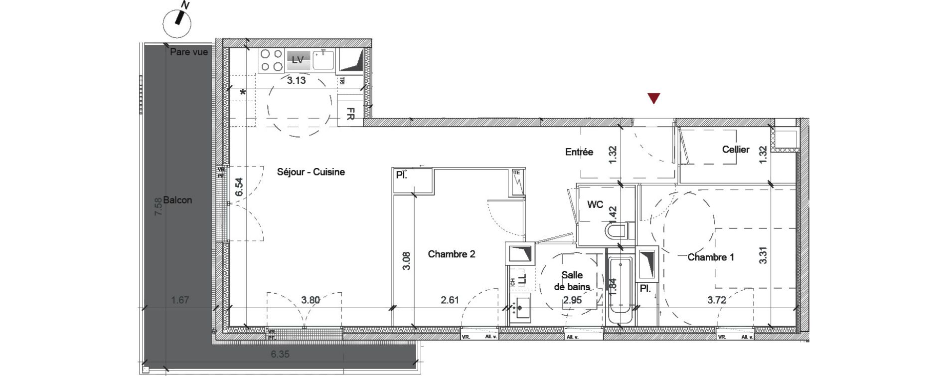 Appartement T3 de 64,88 m2 &agrave; Saint-Jacques-De-La-Lande Centre