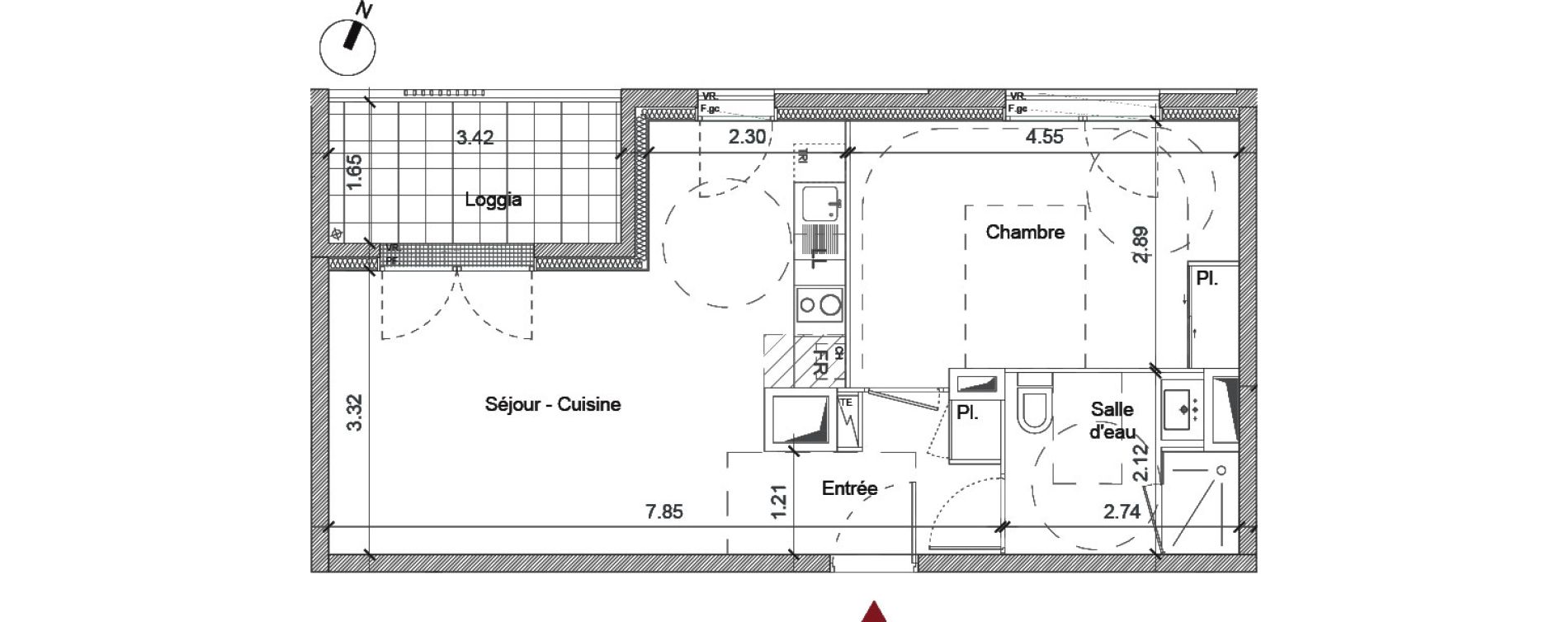 Appartement T2 de 45,42 m2 &agrave; Saint-Jacques-De-La-Lande Centre