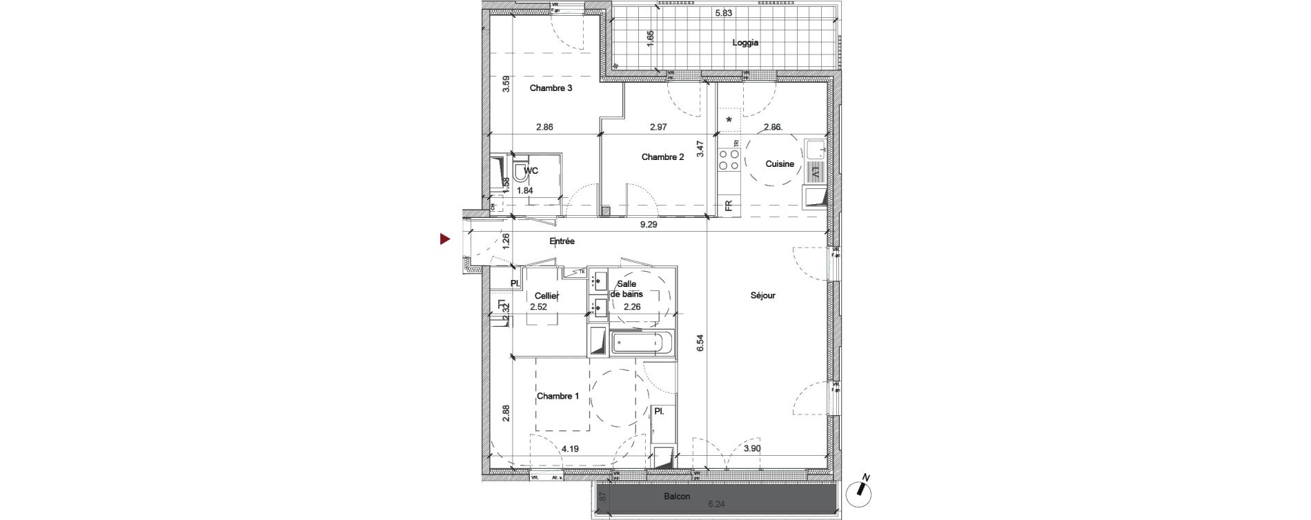 Appartement T4 de 89,21 m2 &agrave; Saint-Jacques-De-La-Lande Centre