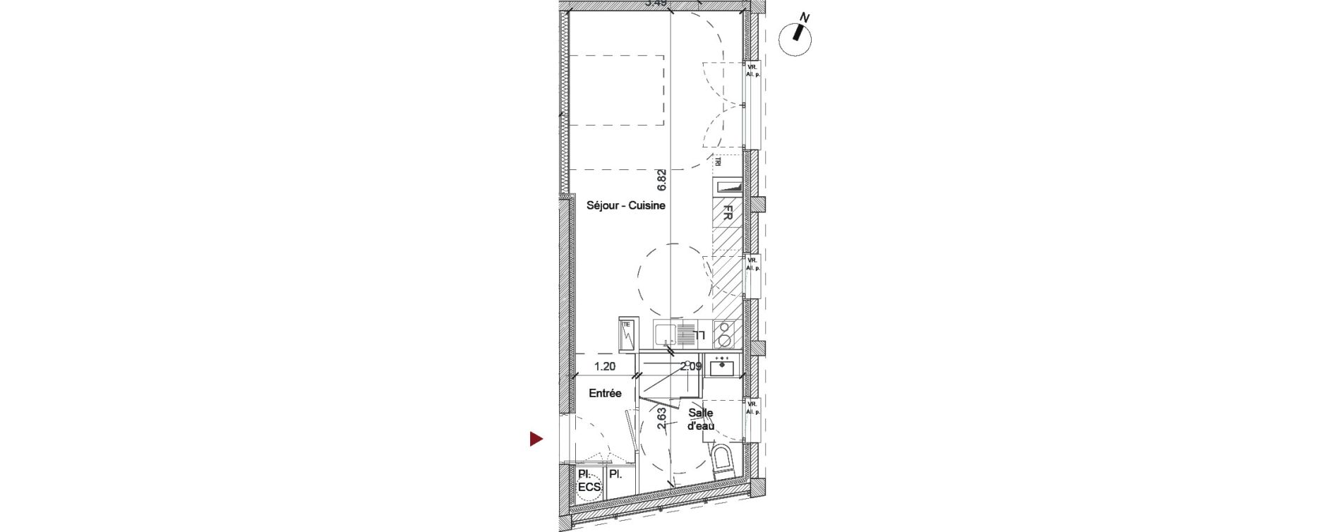 Appartement T1 de 32,05 m2 &agrave; Saint-Jacques-De-La-Lande Centre