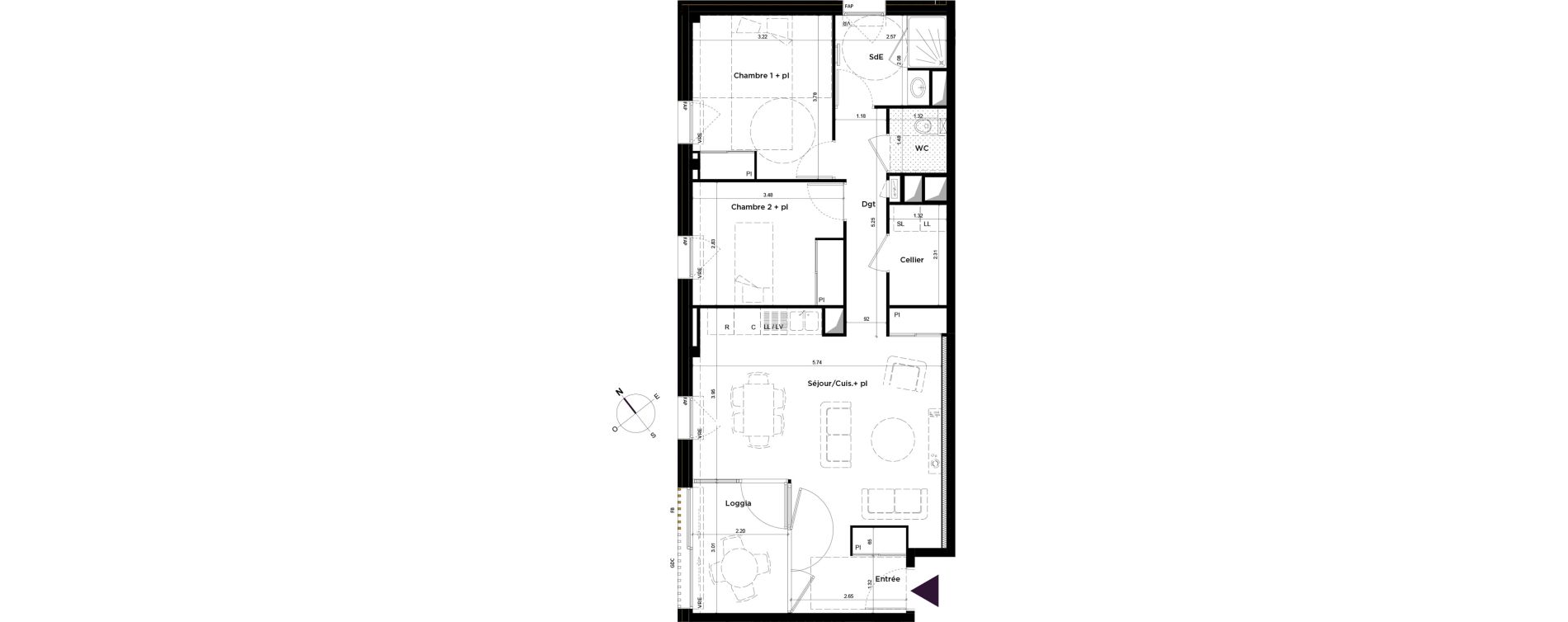 Appartement T3 de 74,22 m2 &agrave; Saint-Malo Lorette