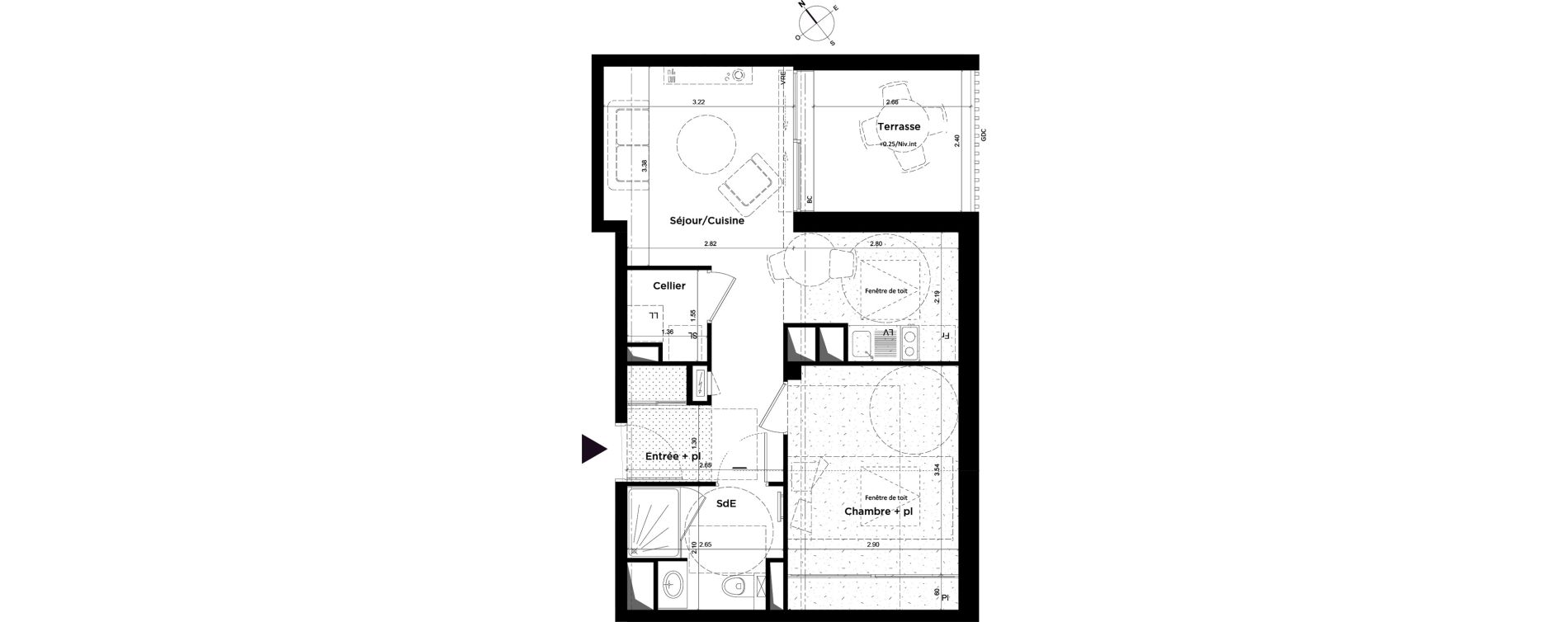 Appartement T2 de 41,73 m2 &agrave; Saint-Malo Lorette