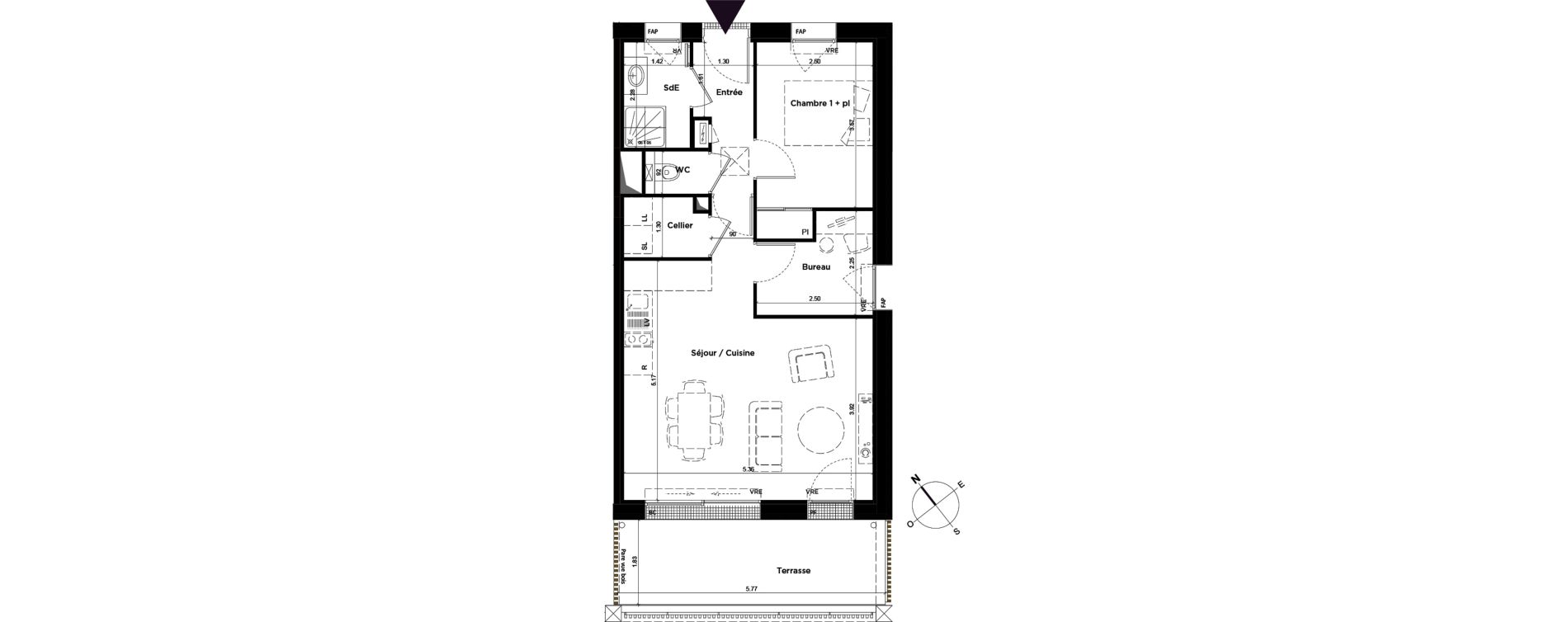 Appartement T2 bis de 50,51 m2 &agrave; Saint-Malo Lorette