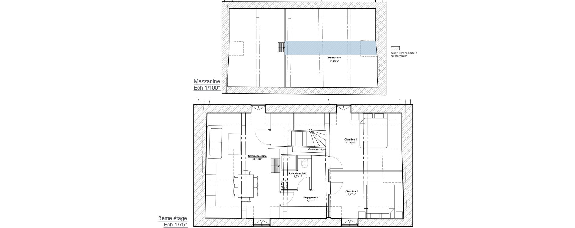Duplex T4 de 56,18 m2 &agrave; Saint-Malo Saint-servan