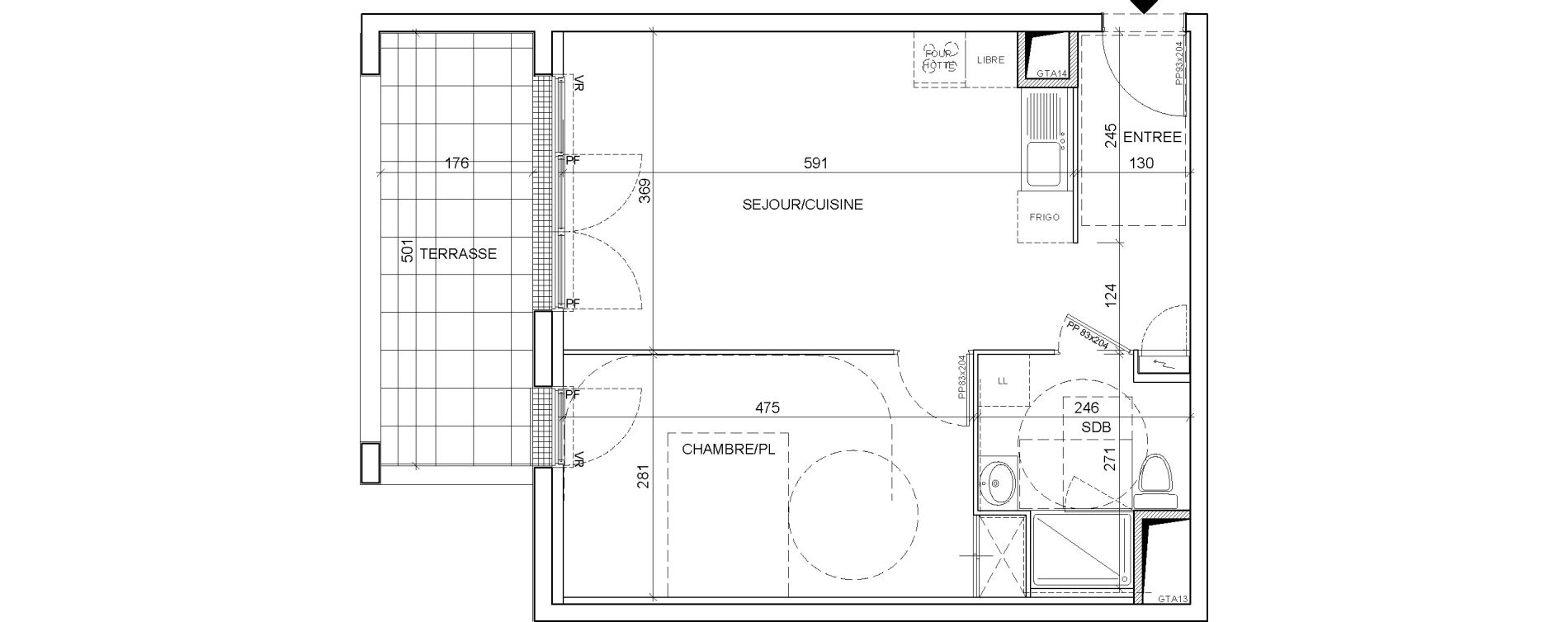 Appartement T2 de 45,46 m2 &agrave; Saint-Malo La hulotais