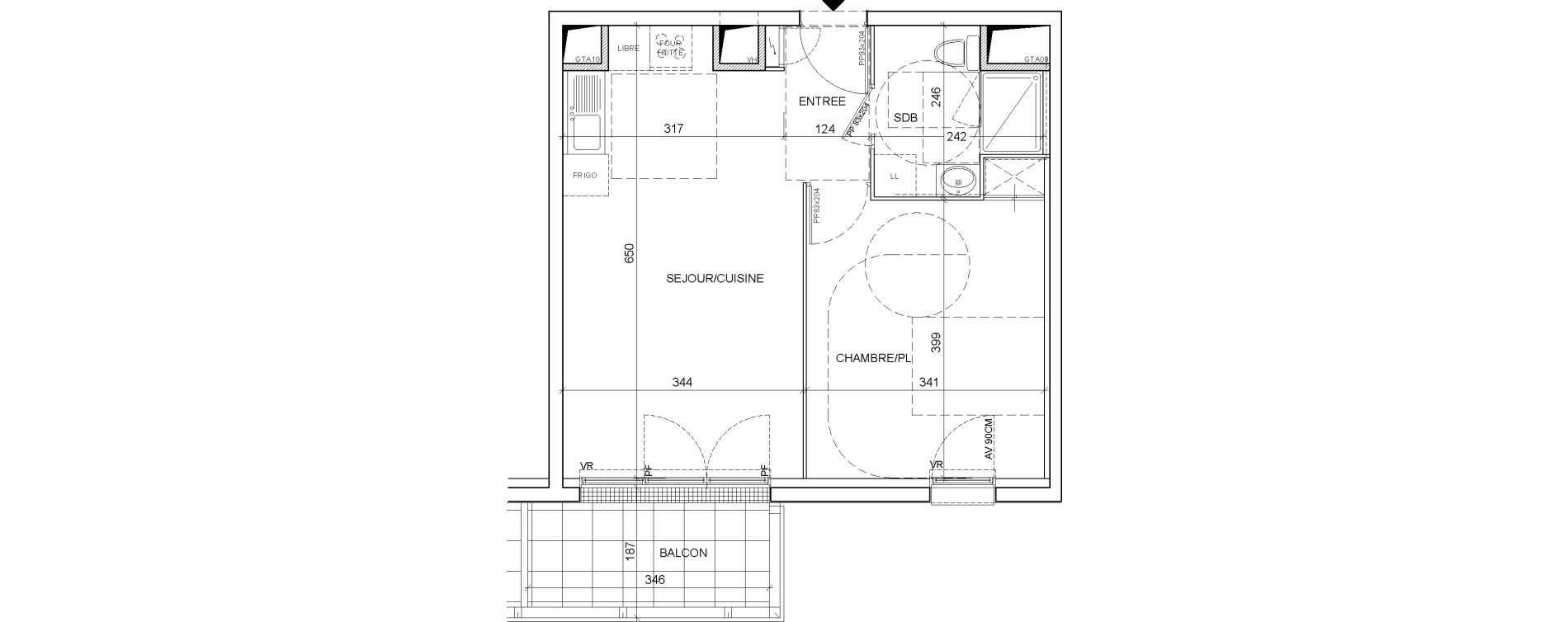 Appartement T2 de 42,61 m2 &agrave; Saint-Malo La hulotais