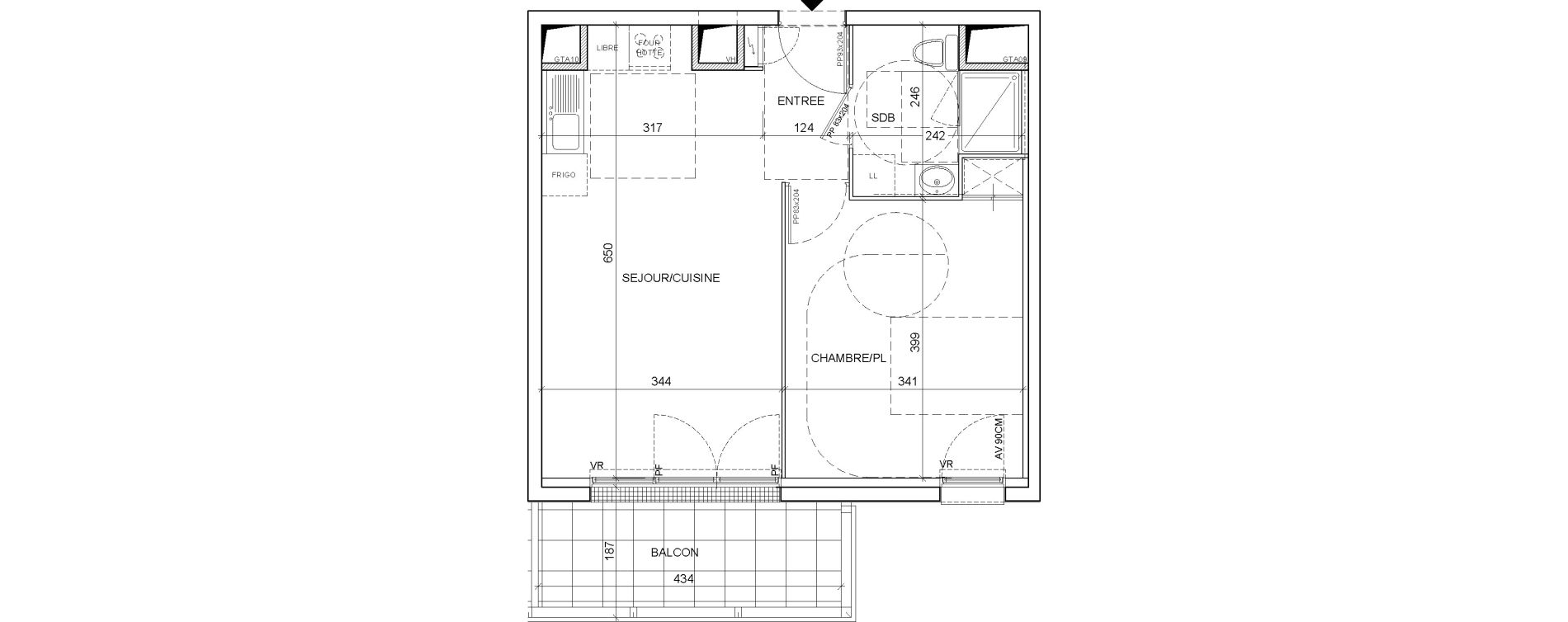 Appartement T2 de 42,61 m2 &agrave; Saint-Malo La hulotais