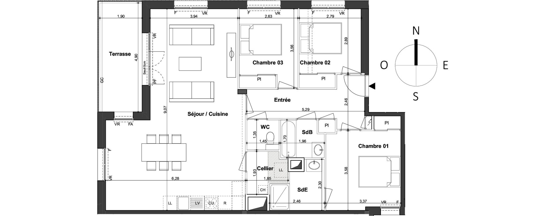 Appartement T4 de 97,73 m2 &agrave; Saint-Malo Param&eacute;