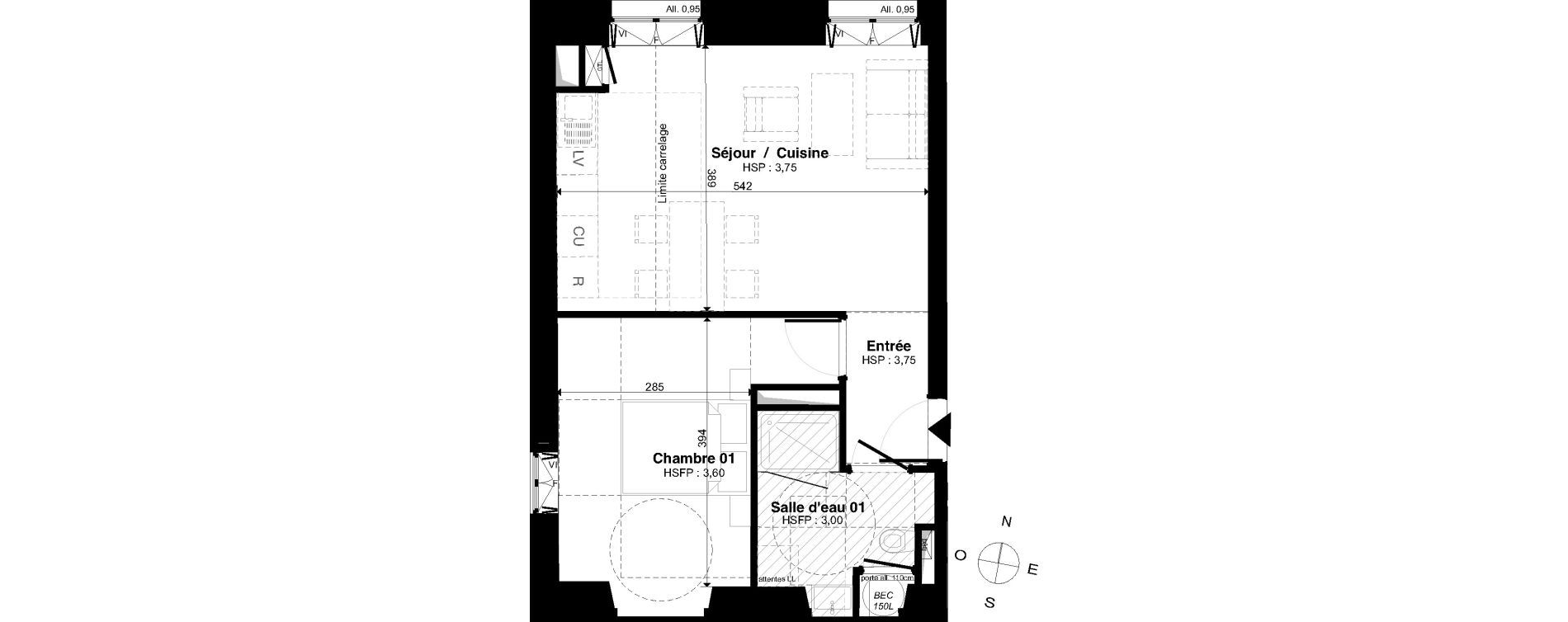 Appartement T2 de 41,68 m2 &agrave; Saint-Malo Intra-muros