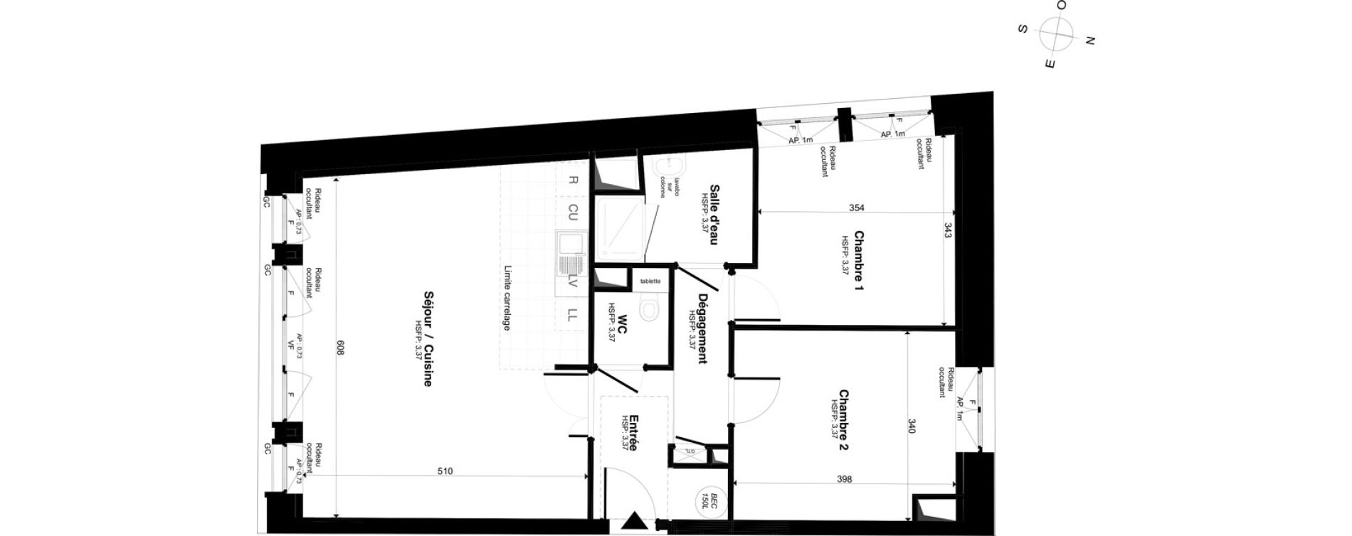 Appartement T3 de 71,83 m2 &agrave; Saint-Malo Intra-muros