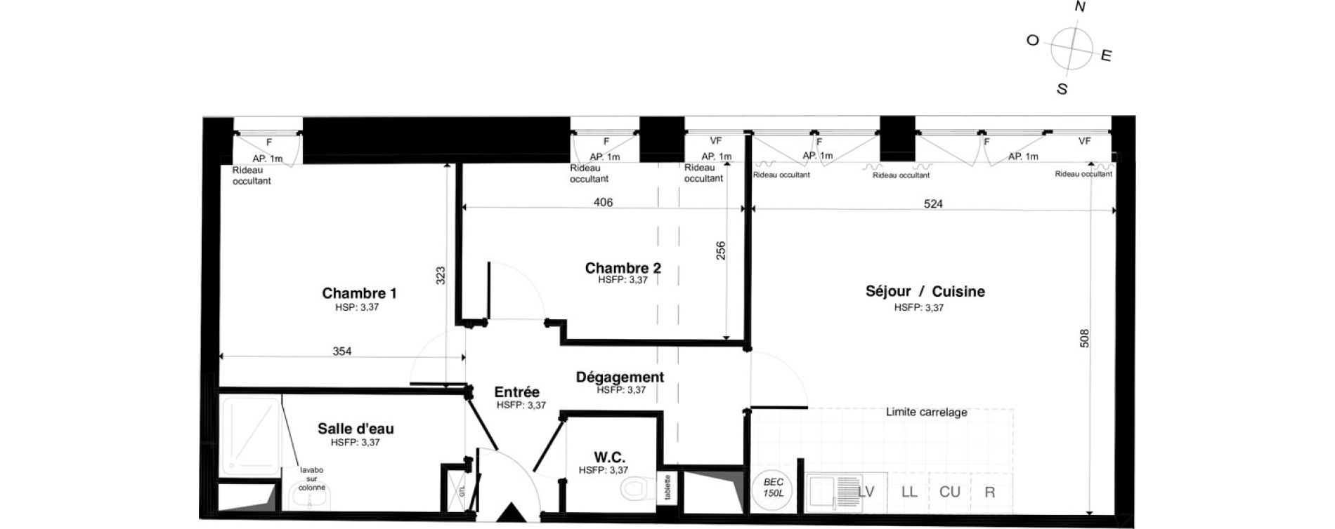 Appartement T3 de 61,17 m2 &agrave; Saint-Malo Intra-muros
