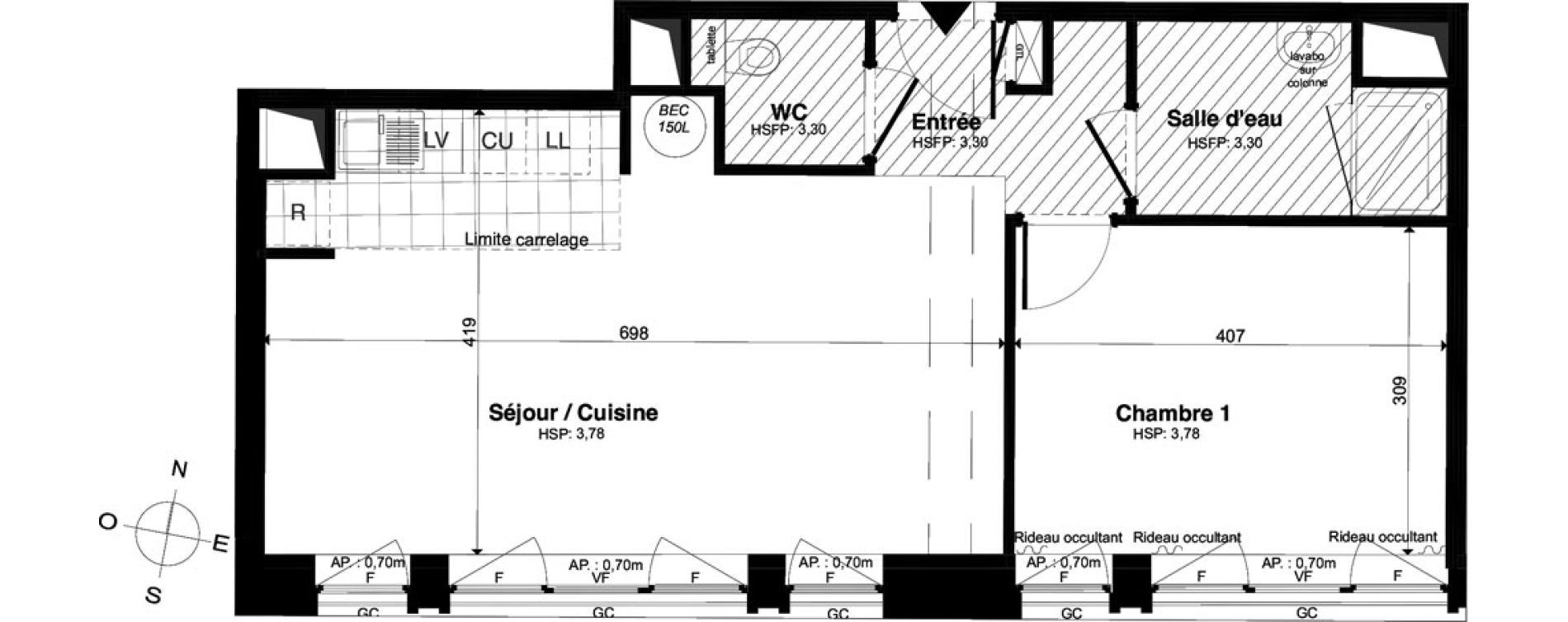 Appartement T2 de 49,74 m2 &agrave; Saint-Malo Intra-muros