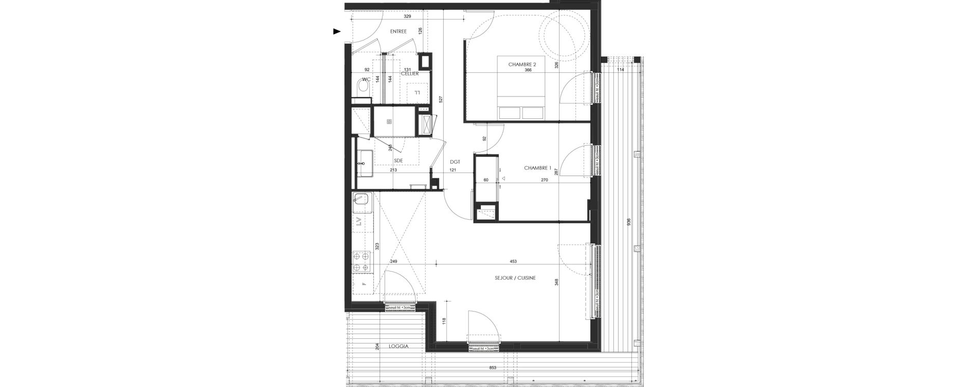 Appartement T3 de 61,40 m2 &agrave; Saint-Malo Lorette