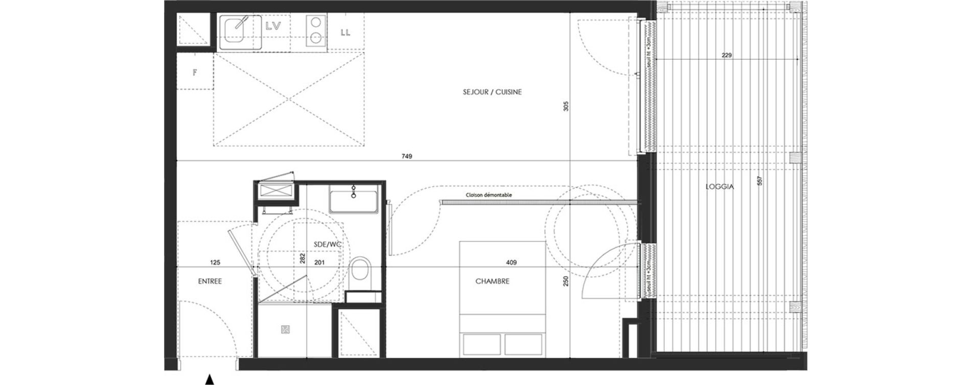 Appartement T2 de 39,70 m2 &agrave; Saint-Malo Lorette