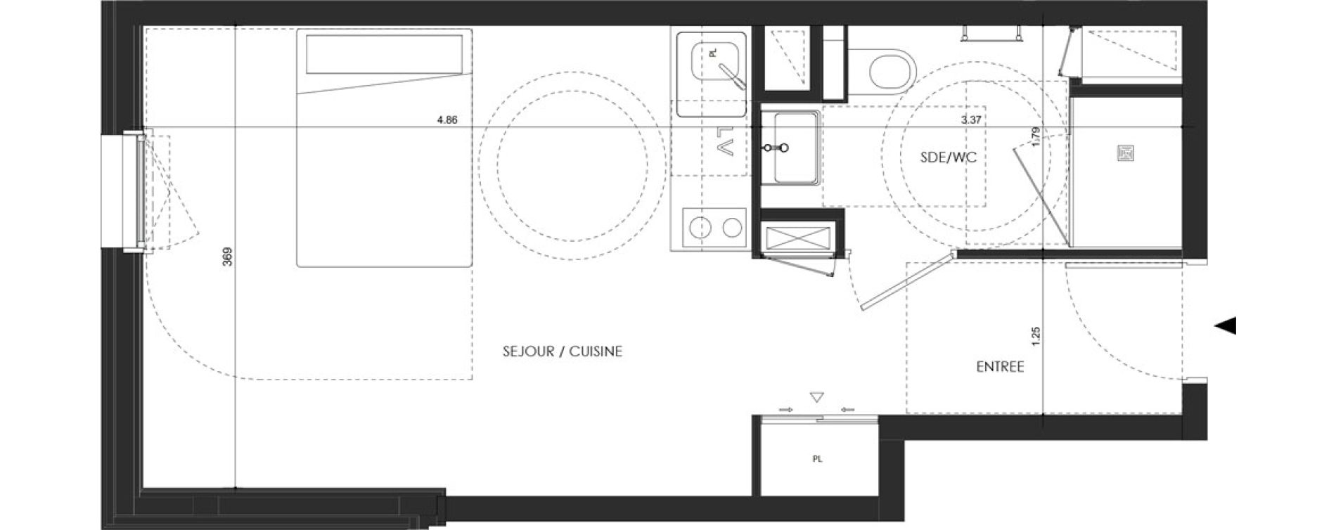 Appartement T1 de 28,10 m2 &agrave; Saint-Malo Lorette