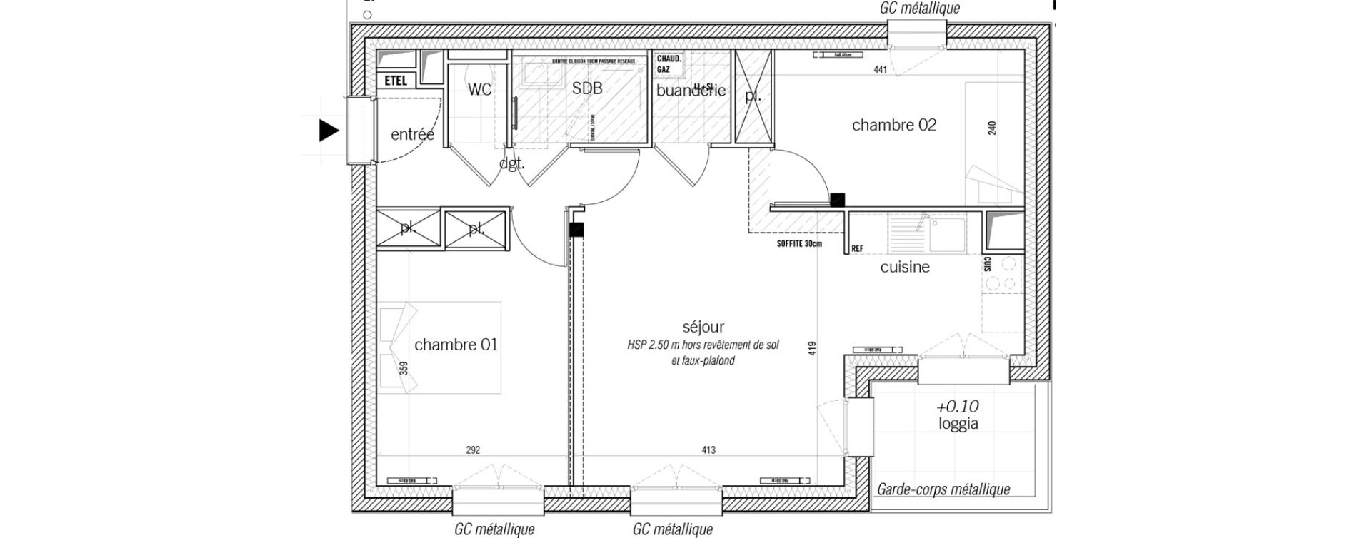 Appartement T3 de 57,10 m2 &agrave; Saint-Malo Lorette