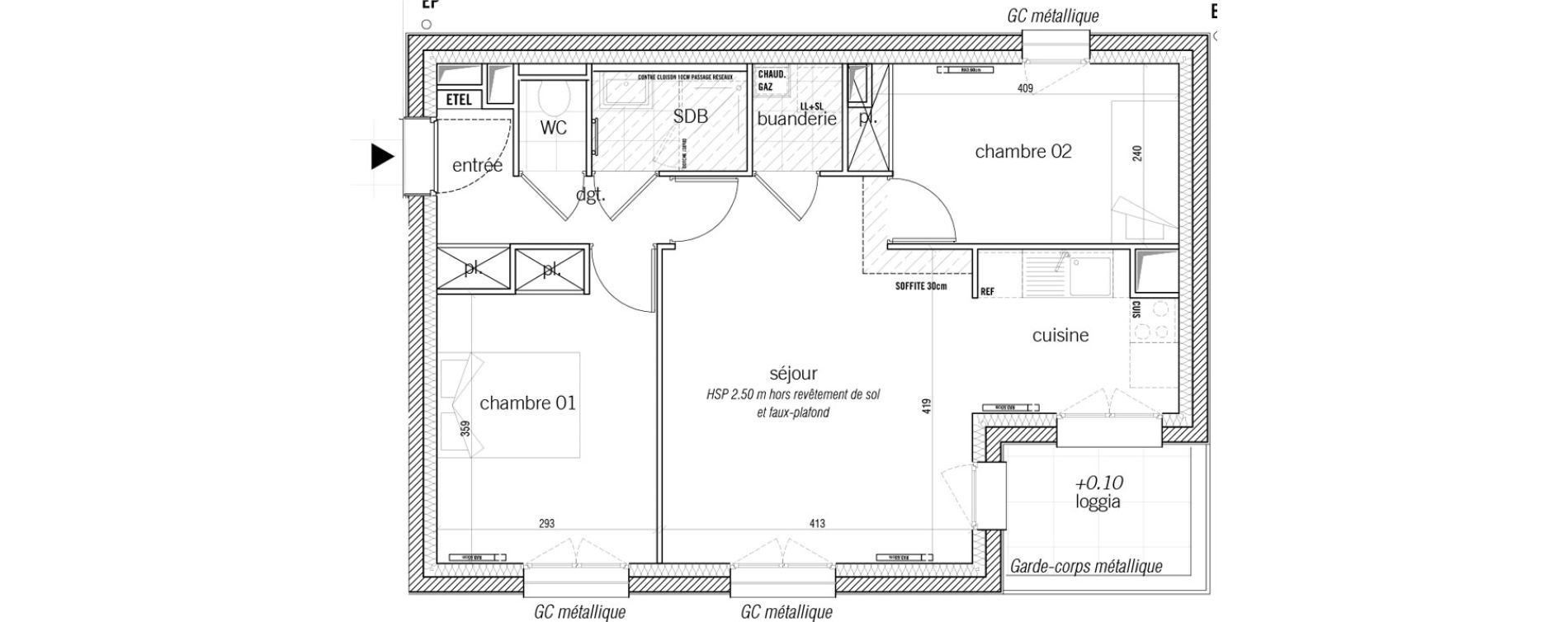 Appartement T3 de 56,90 m2 &agrave; Saint-Malo Lorette