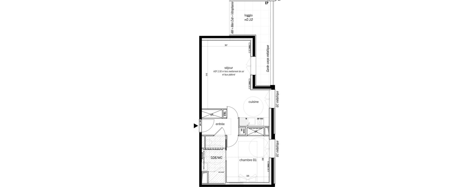 Appartement T2 de 46,90 m2 &agrave; Saint-Malo Lorette