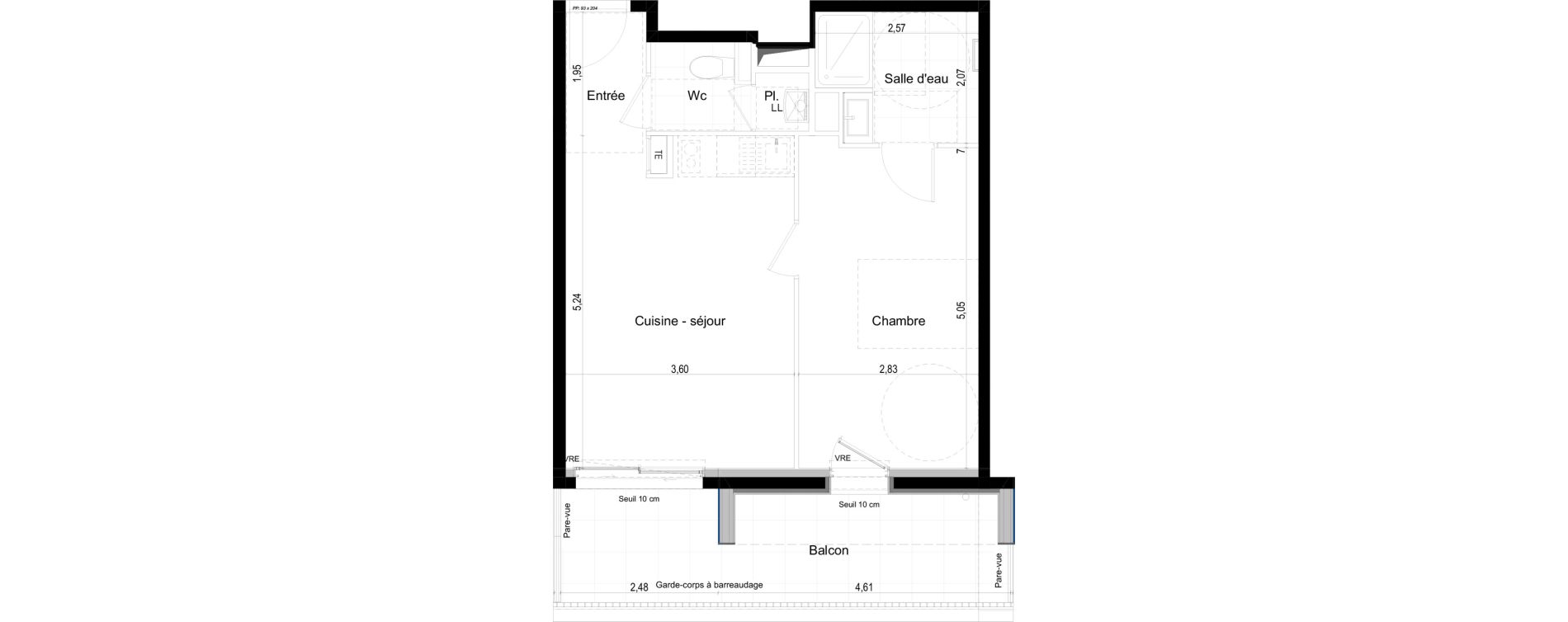 Appartement T2 de 43,46 m2 &agrave; Saint-Malo L'h&ocirc;pital