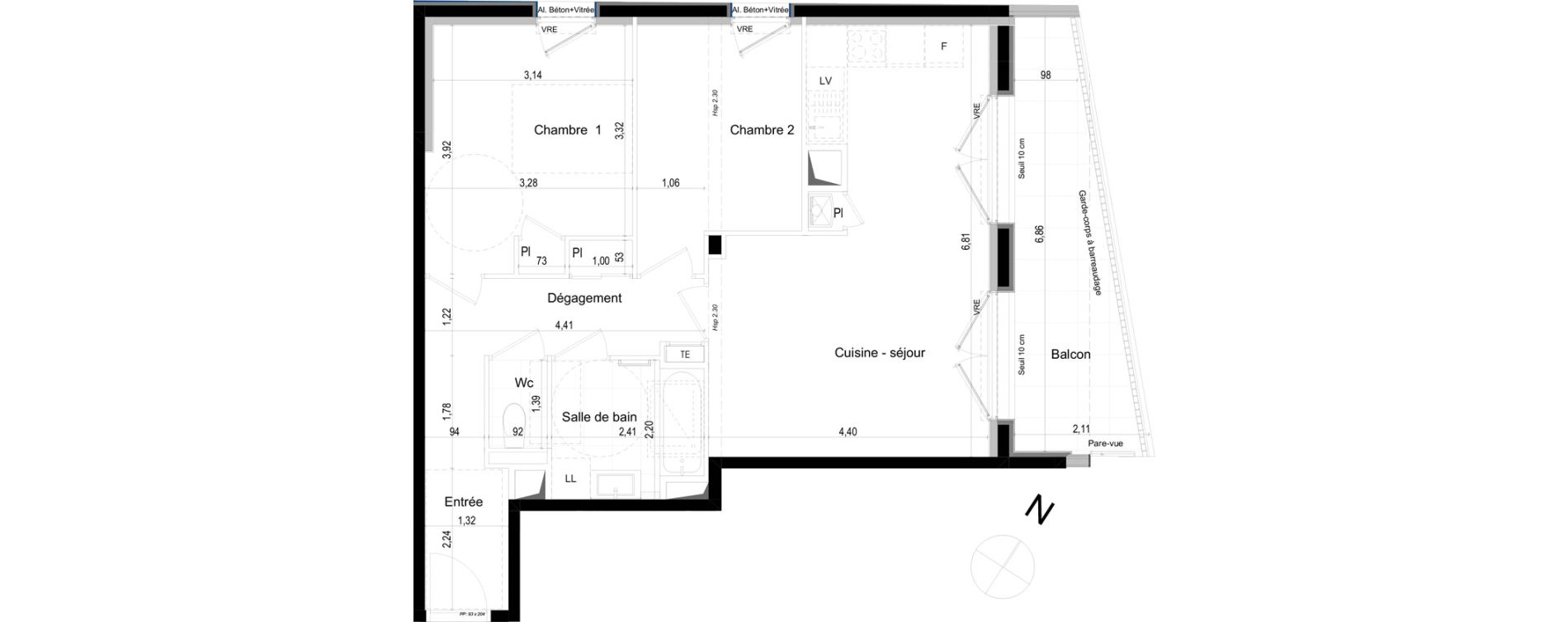 Appartement T3 de 62,12 m2 &agrave; Saint-Malo L'h&ocirc;pital