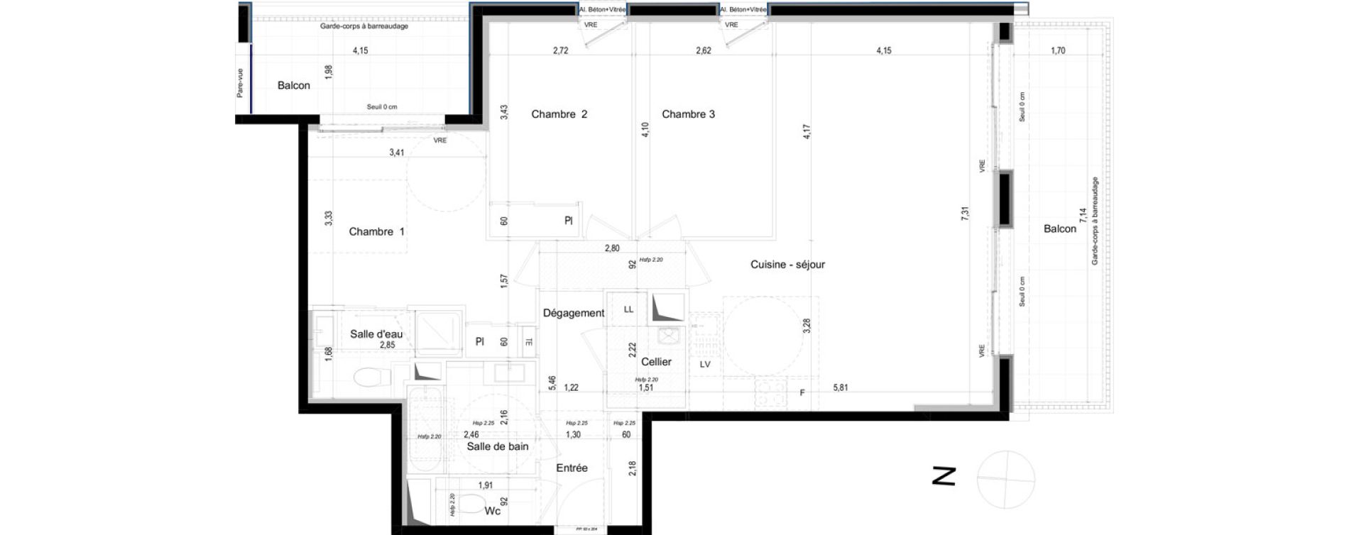 Appartement T4 de 94,48 m2 &agrave; Saint-Malo L'h&ocirc;pital
