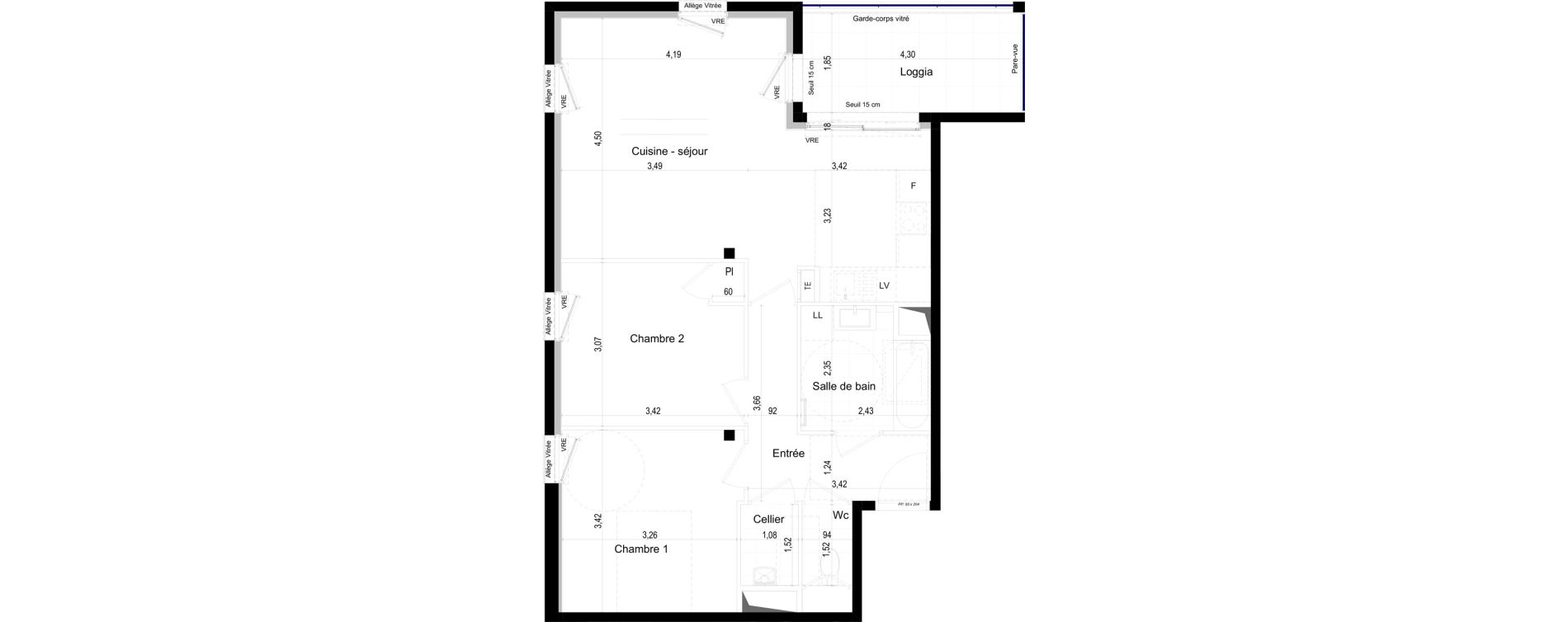 Appartement T3 de 64,50 m2 &agrave; Saint-Malo L'h&ocirc;pital