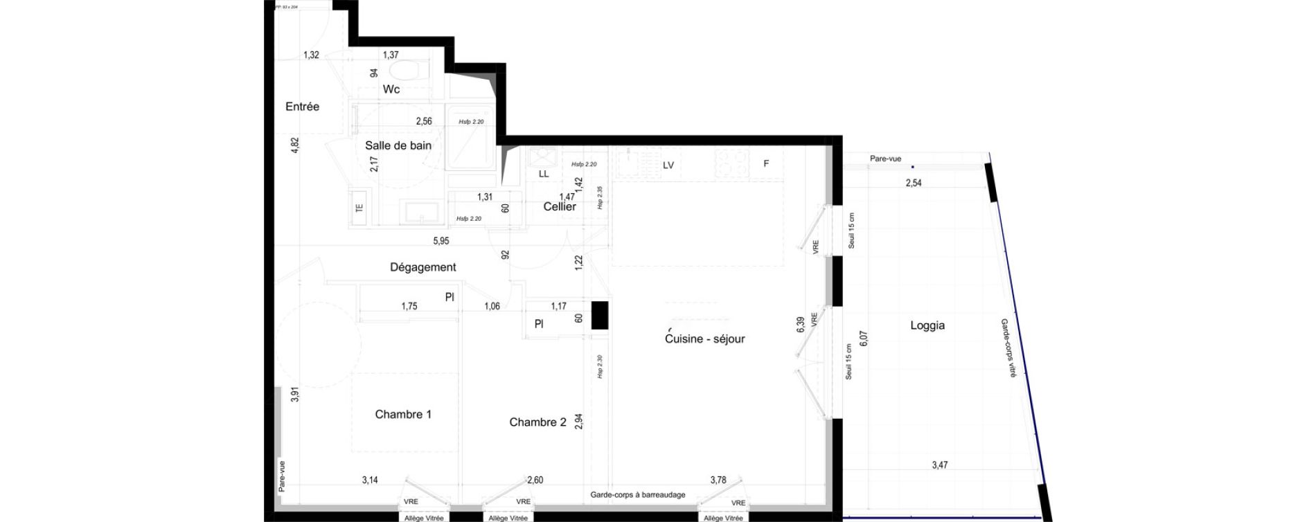 Appartement T3 de 65,86 m2 &agrave; Saint-Malo L'h&ocirc;pital