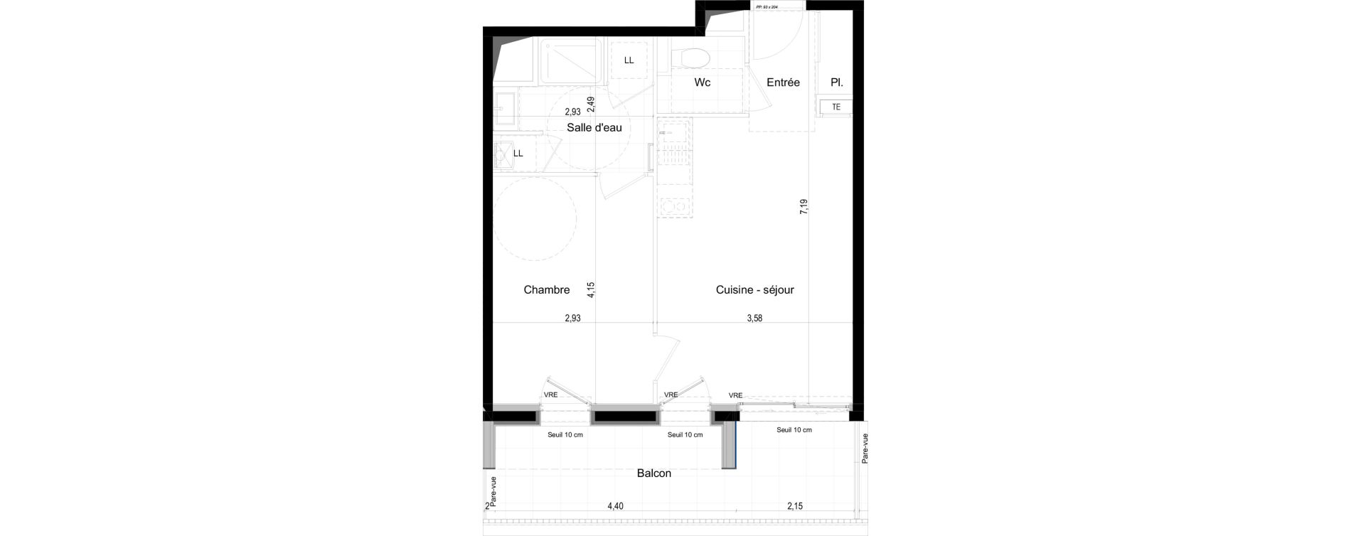 Appartement T2 de 42,82 m2 &agrave; Saint-Malo L'h&ocirc;pital
