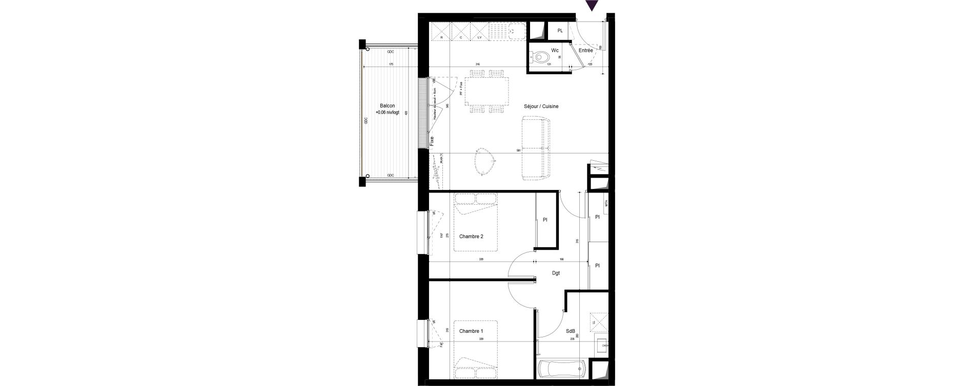 Appartement T3 de 64,11 m2 &agrave; Saint-Malo Param&eacute;